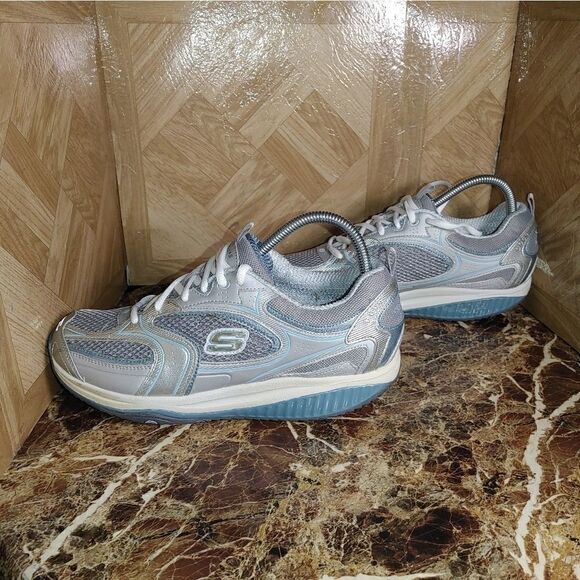 Skechers women's shape ups walking toning shoes sneakers silver size 9 - Picture 5 of 10
